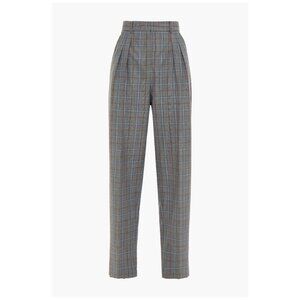 NEW Tory Burch Plaid High-Waist Pleated Tapered Pants | Size 4 | Gray